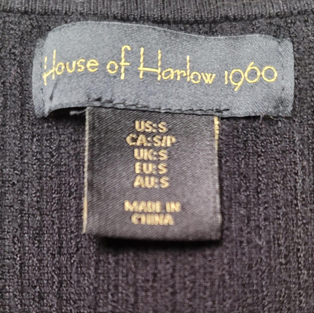 House of Harlow 1960 Black Ribbed Mini Dress - Picture 3 of 4